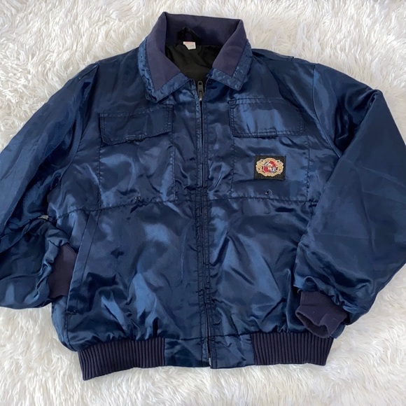 Vintage 90’s nylon navy blue bomber jacket
